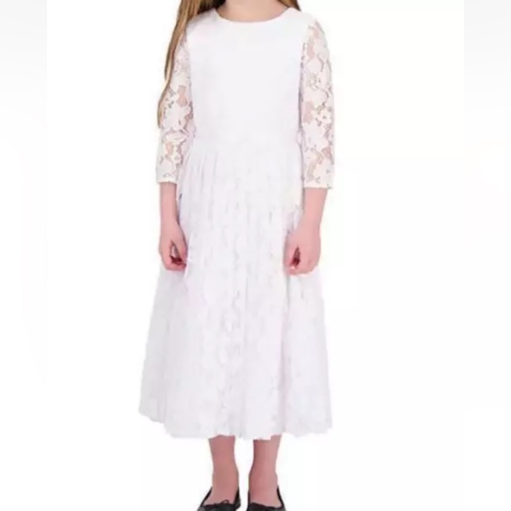 Blush by US Angels white lace pleated skirt dress size 5/6